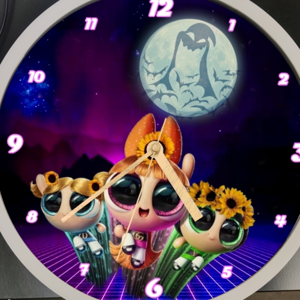 Power Puff Halloween led dance light clock
